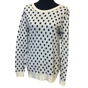 41 Hawthorne Womens Medium 100% Cotton Long Sleeve Polka Dot Crew Neck Sweater
